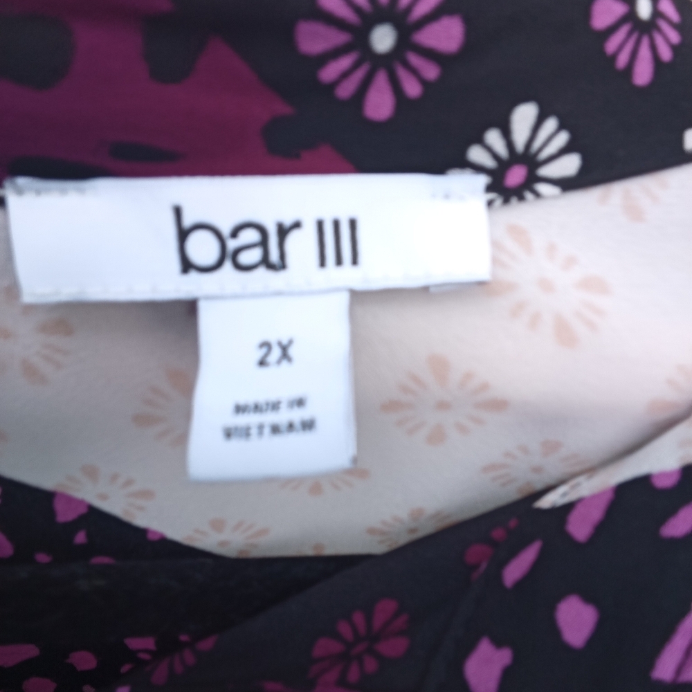 Bar III EUC Womens  Purple Graphic Long Sleeve Button Down Shirt Sz 2X - Picture 4 of 4